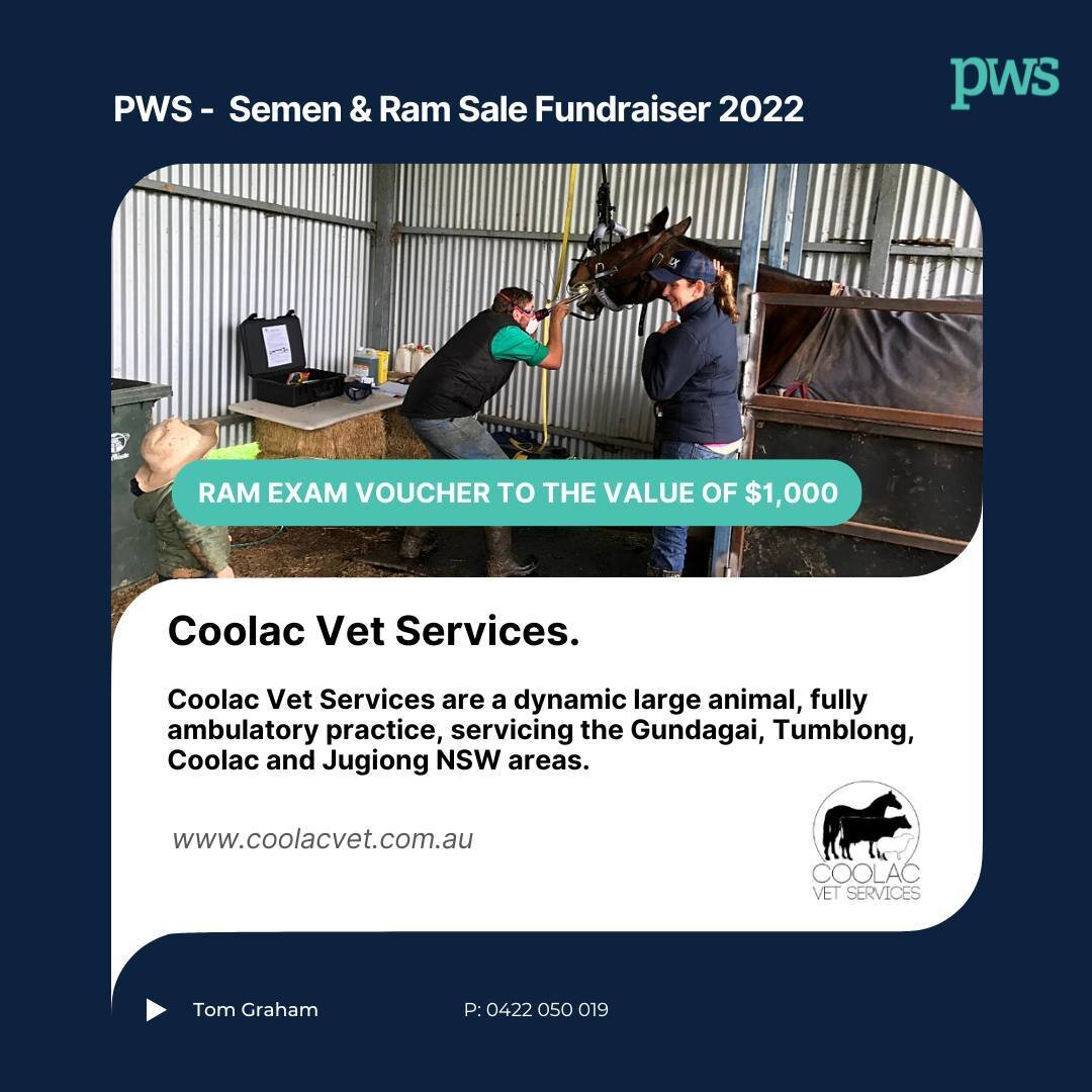 Ram Exam voucher to the value of $1000, kindly donated by Coolac Vet Services.💙⁠
⁠
Coolac Vet Services are a dynamic large animal fully ambulatory practice servicing the Gundagai, Tumblong, Coolac and Jugiong areas. CVS' purpose built ram exam cradl