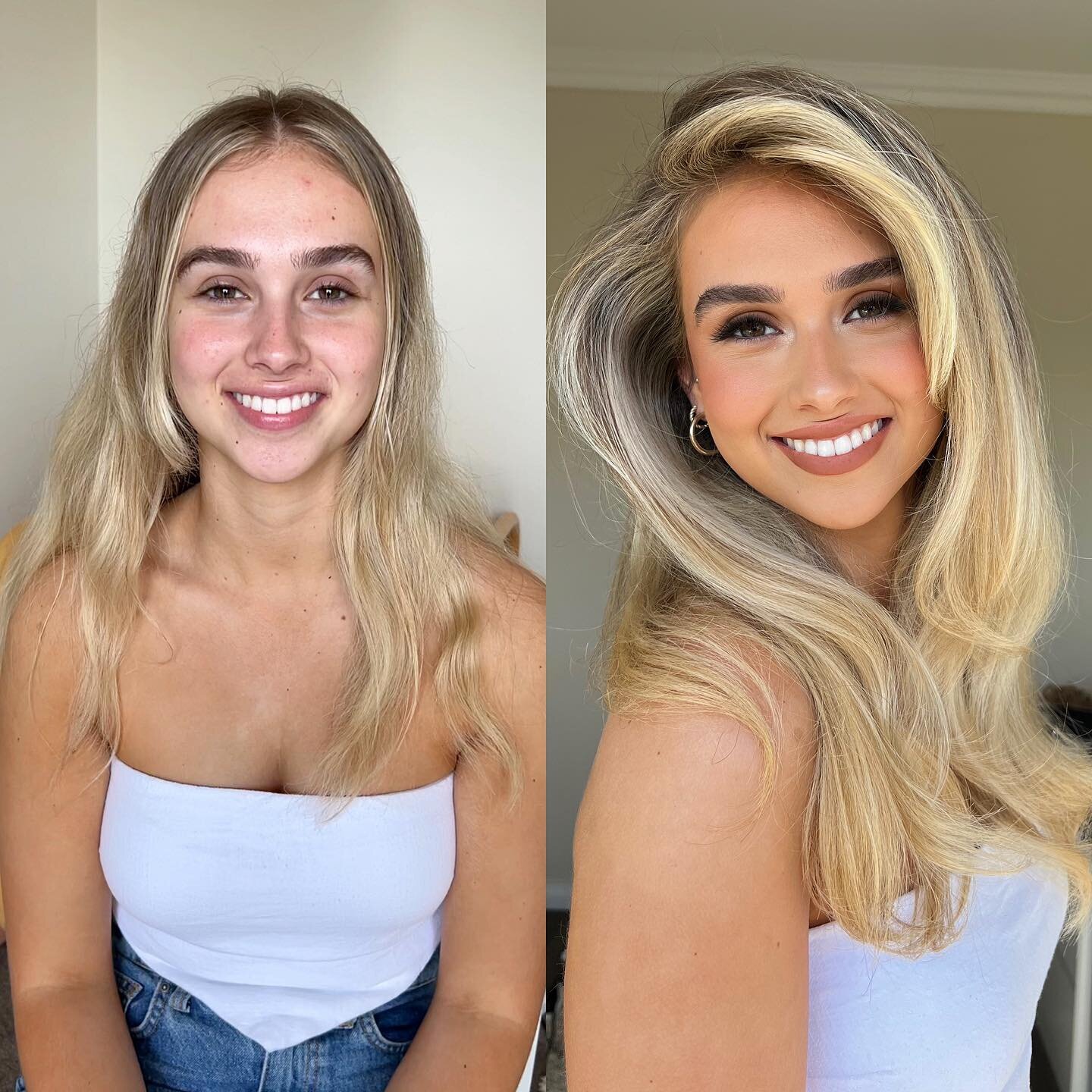 First time posting a Before &amp; After in the longest time! Makeup by me, Hair by @chrisstylesmaihair on beautiful Model @ella.mcgrath 🤎