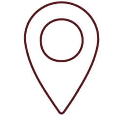 Een kaartlocatie markering op een kaart, weergegeven door een pijl met een cirkel erin.