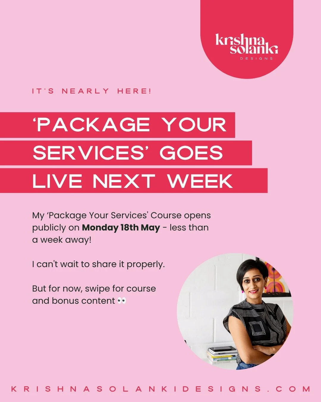 👀 It&rsquo;s nearly here!

My &lsquo;Package Your Services&rsquo; Course opens publicly on Monday 18th May - next week! - and honestly, I can&rsquo;t wait to share it properly.

The beta has been such a useful process. The feedback helped me refine 