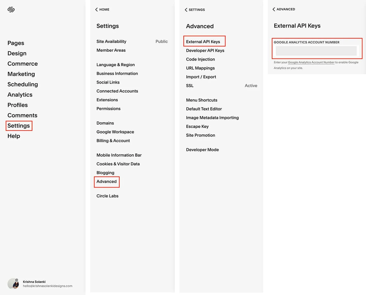 Squarespace External Api Setting up Google Analytics and connecting it to your Squarespace site