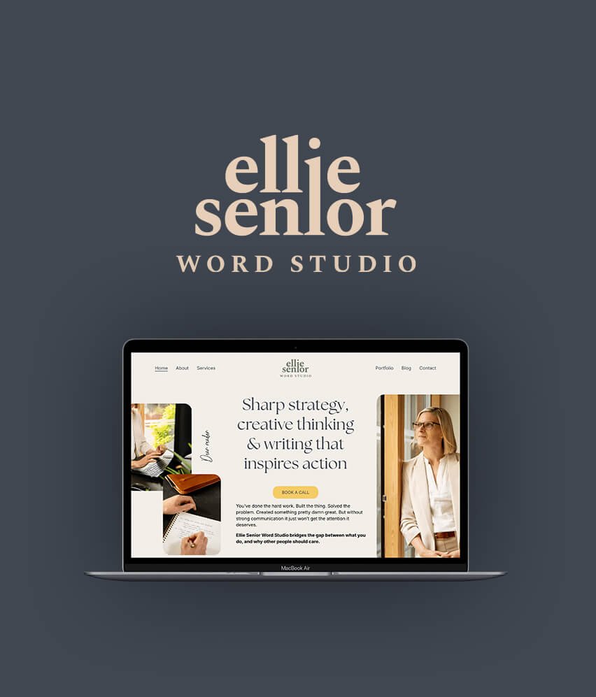 Ellie Senior - Mini Visual Brand Identity + Bespoke Squarespace Website for Strategic Copywriter