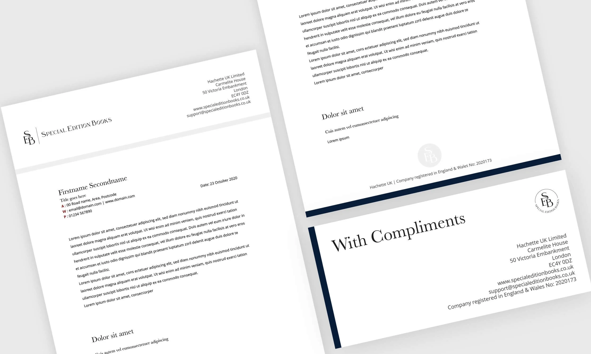 Special Edition Books - Hachette UK -  Letterhead and complimentary slip
