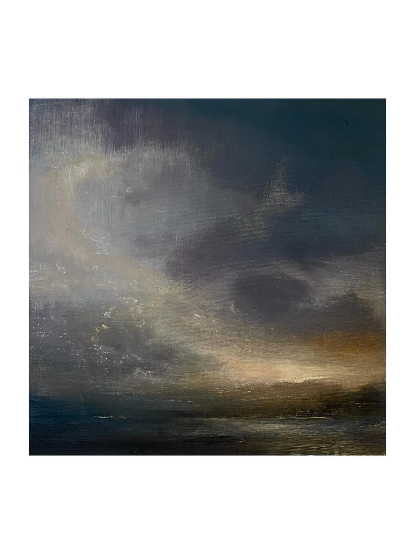 Miniature storm painting about to be varnished, oil on canvas 💫