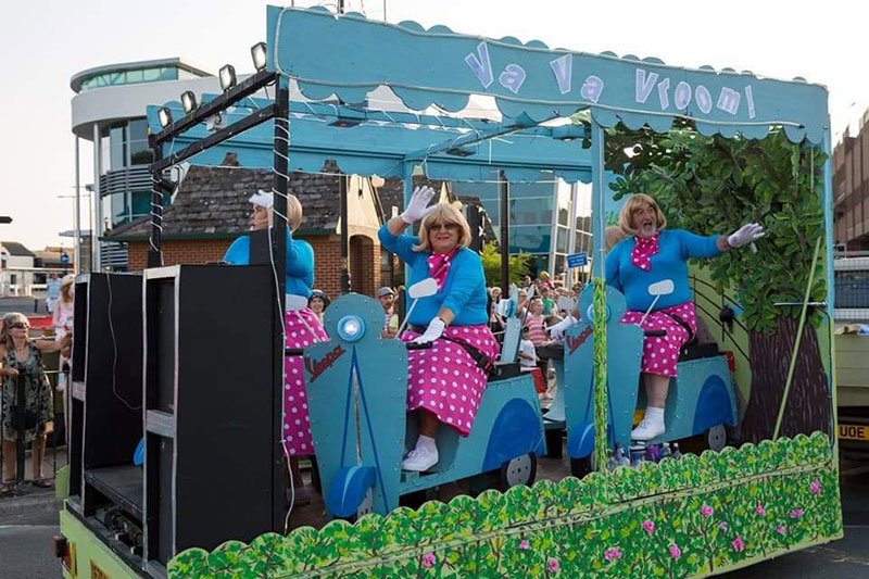 Wight Strollers scooters 2019 riders on float. Photograph belonging to Rob Jones.