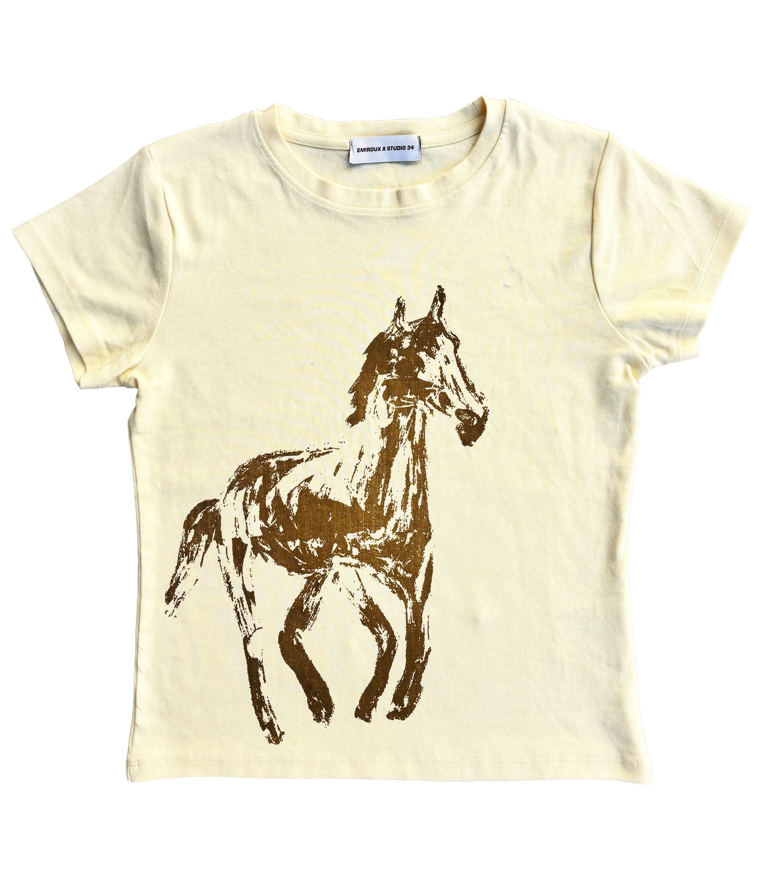 HORSE TEE YELLOW+BROWN