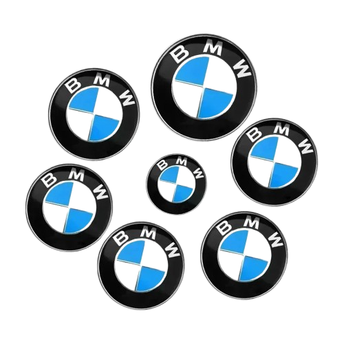 BMW Emblem Centre Caps Badges Set 82mm 74mm 68mm 45mm UK (Blue White Grey Carbon Black)
