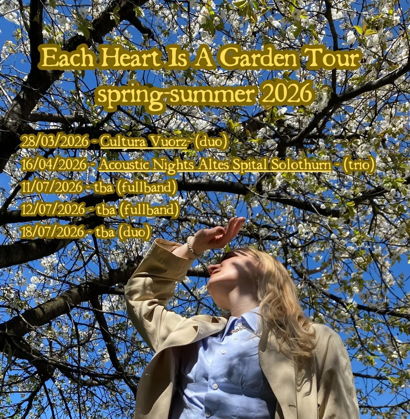The EP Each Heart Is A Garden has been out for a while now✨ hope you&rsquo;ve been enjoying it!
.
.
Looking forward to bring the songs to life in the next couple of spring and summer months🌱🌷
.
.
Announcing other live dates soon, for now looking fo