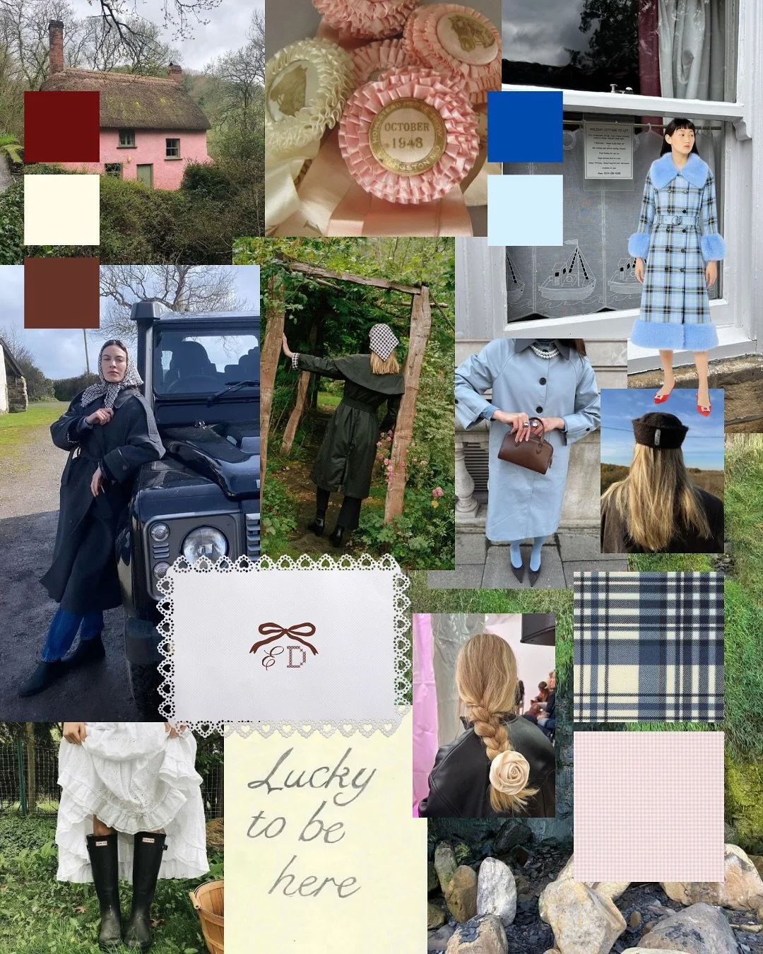 Mood for A/W 🤎 think English country girl meets Alexa Chung meets CPH fashion week meets girls who collect things!

Expect checks, ginghams, polka dots, Taffettas and waxed cottons in rich hues of blues and berry tones. Water proof/resistant fabrics