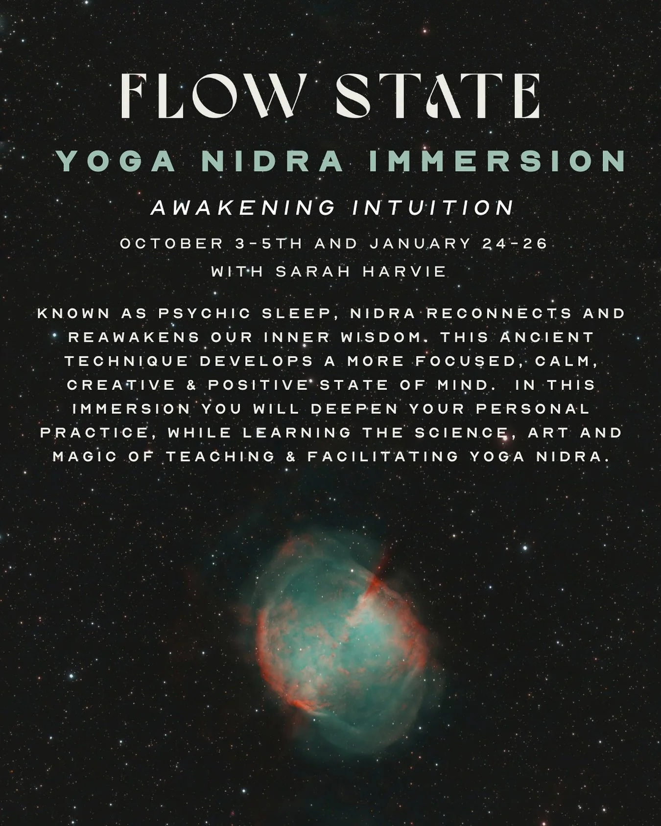 Returning once again @sarahjharvie is back with her yoga nidra immersion 🧠

Known as Psychic Sleep, Nidra reconnects and reawakens our inner wisdom. This training is designed for anyone looking to deepen their practice, yoga professionals (RYT 200+)
