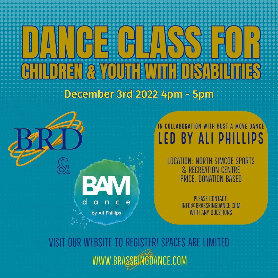 THIS SATURDAY!!

@aliphillips.official will be running a dance class for people with disabilities up in Midland Ontario!

If you&rsquo;re in this community or know, anyone who is please spread the word! 

And to register, please click the link to  @b