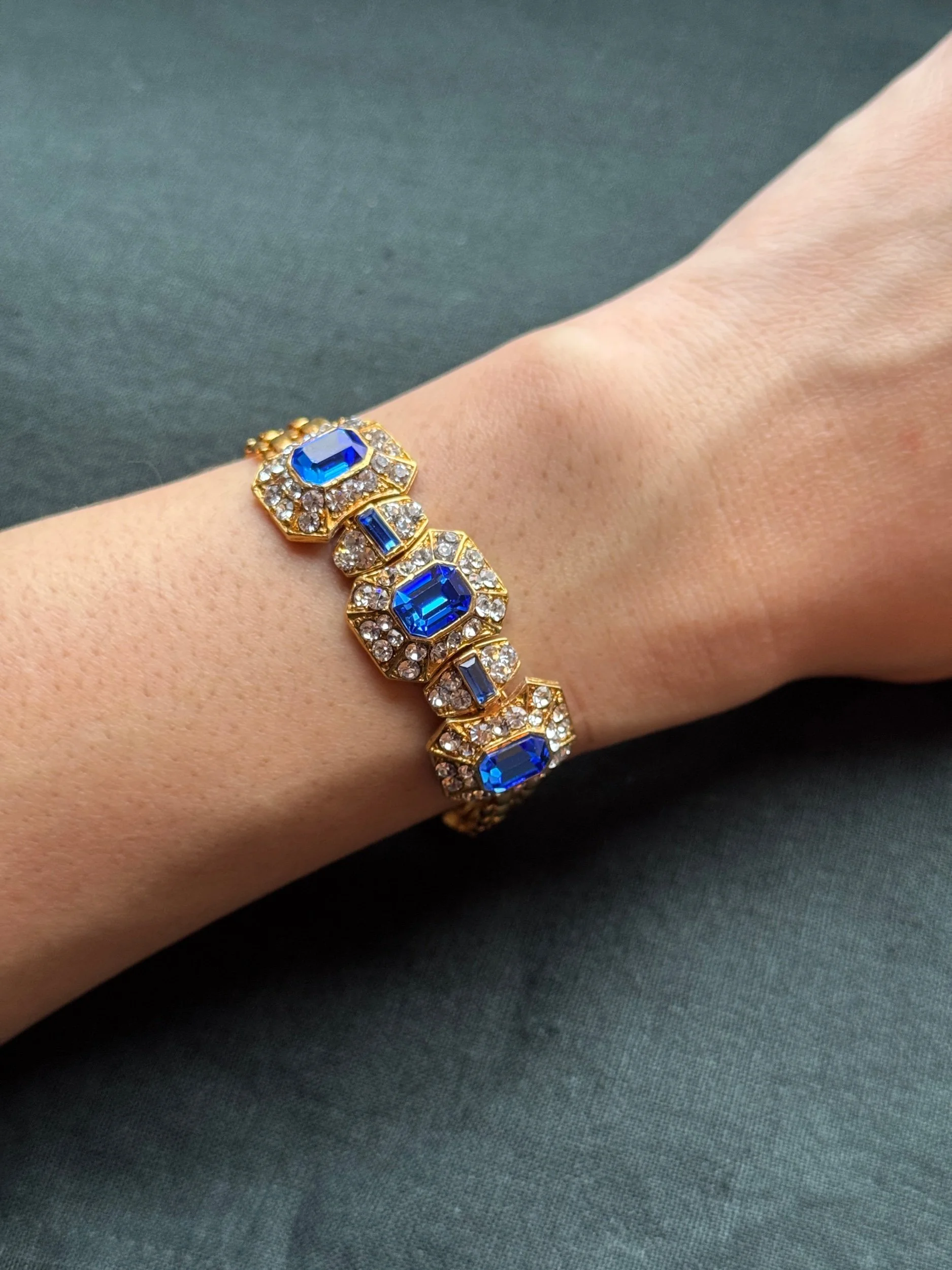 Art Deco Revival Sapphire Watchband Bracelet