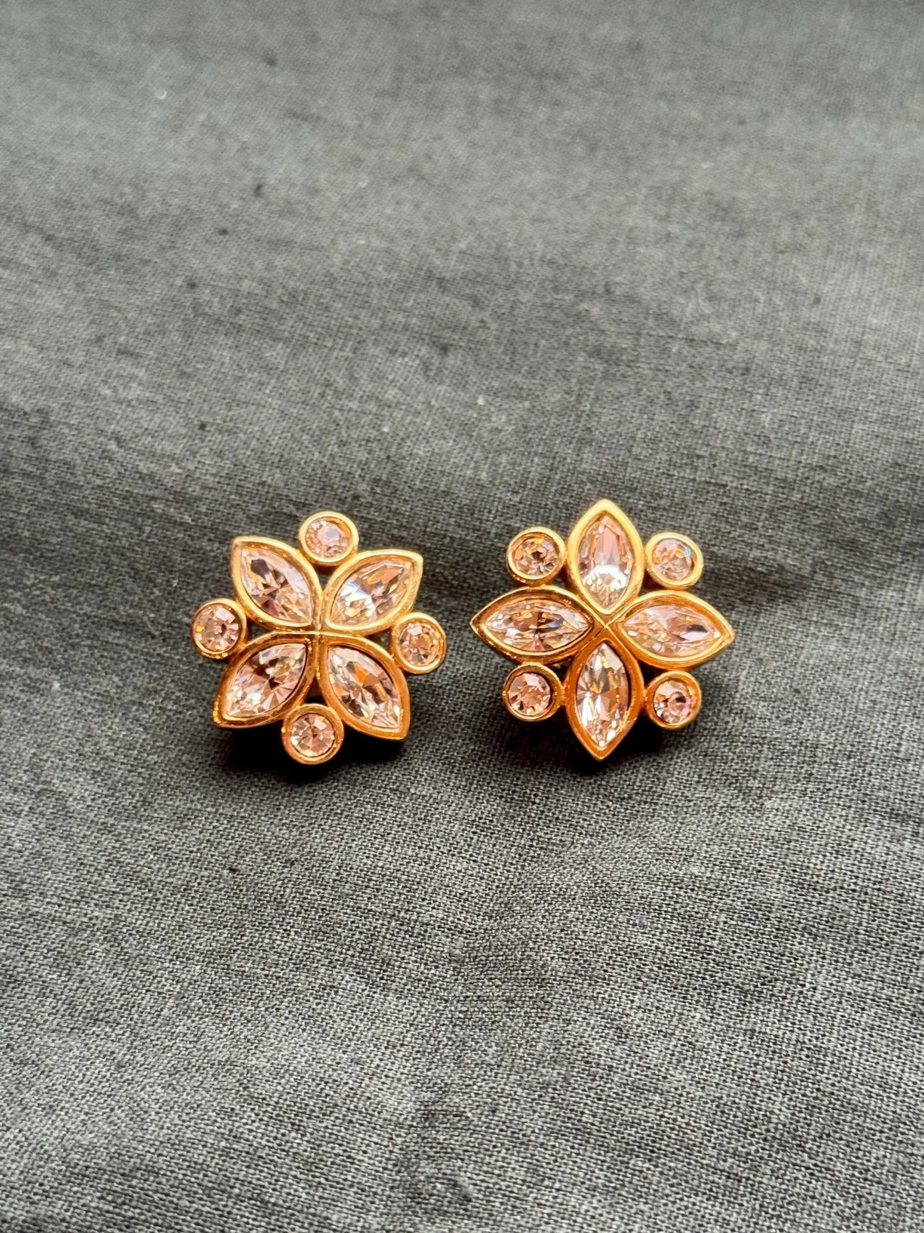 Swarovski Marquise Flower Clip Earrings