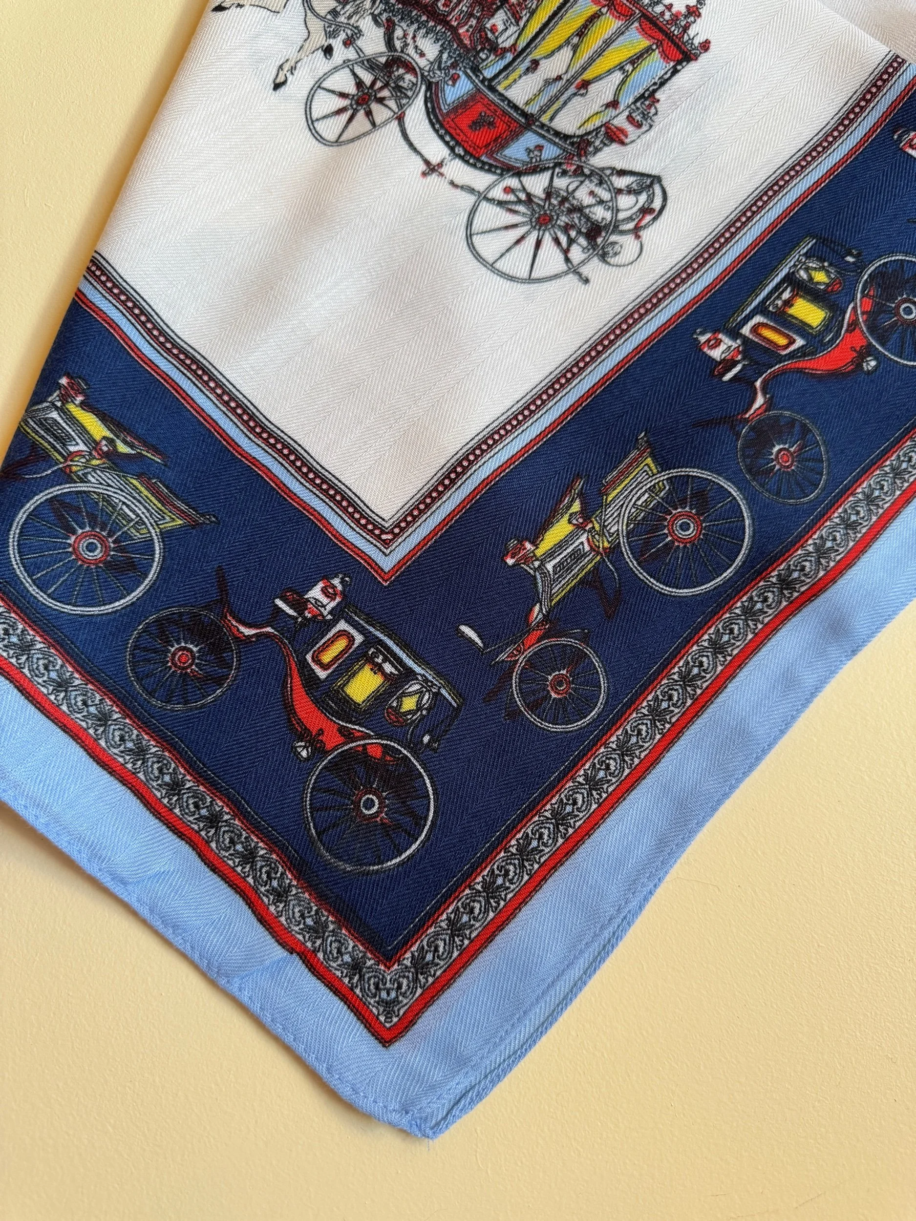 Carriages Light Blue Square Scarf