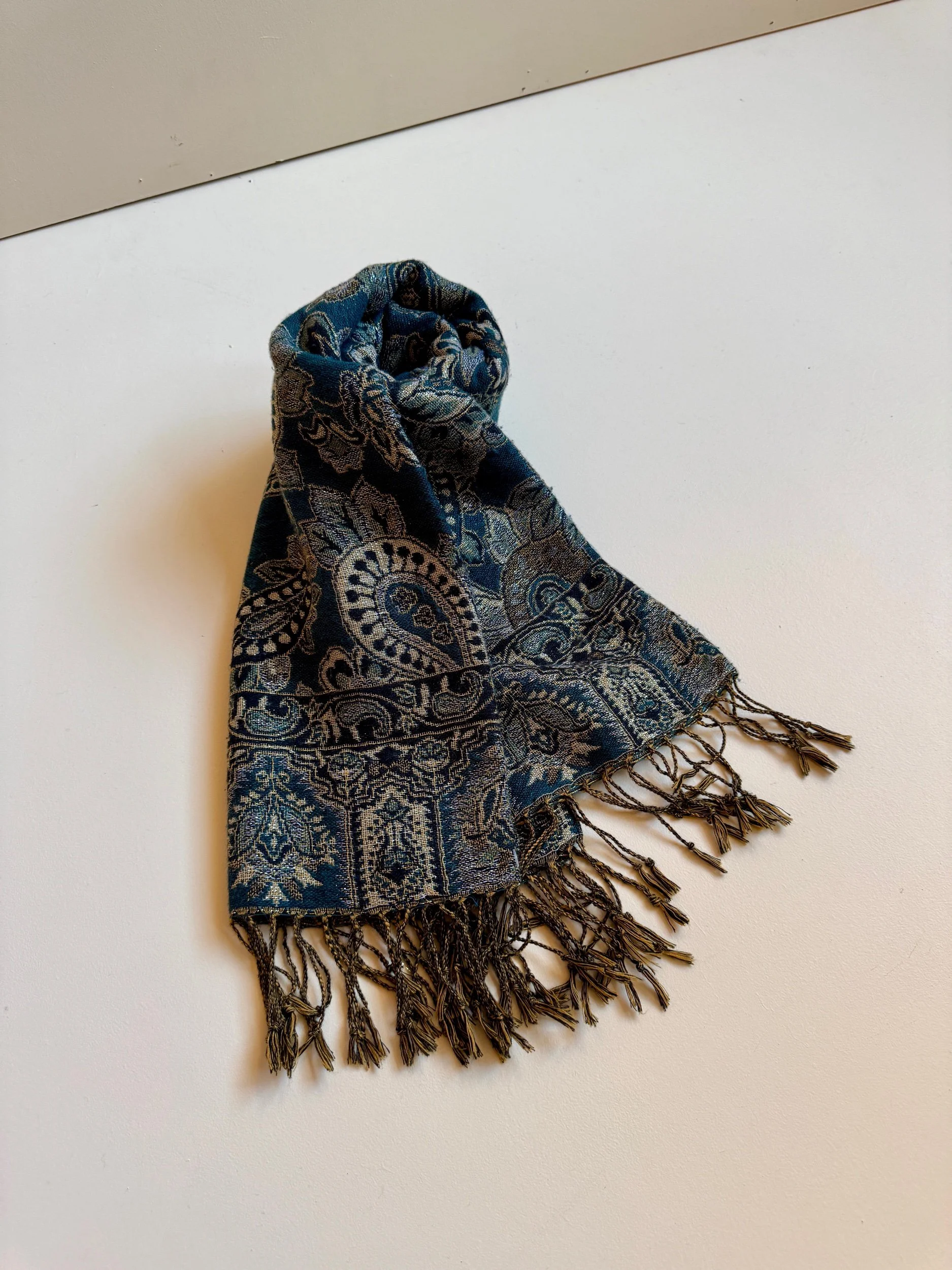 Forest Green Paisley with Gold Accent Shawl