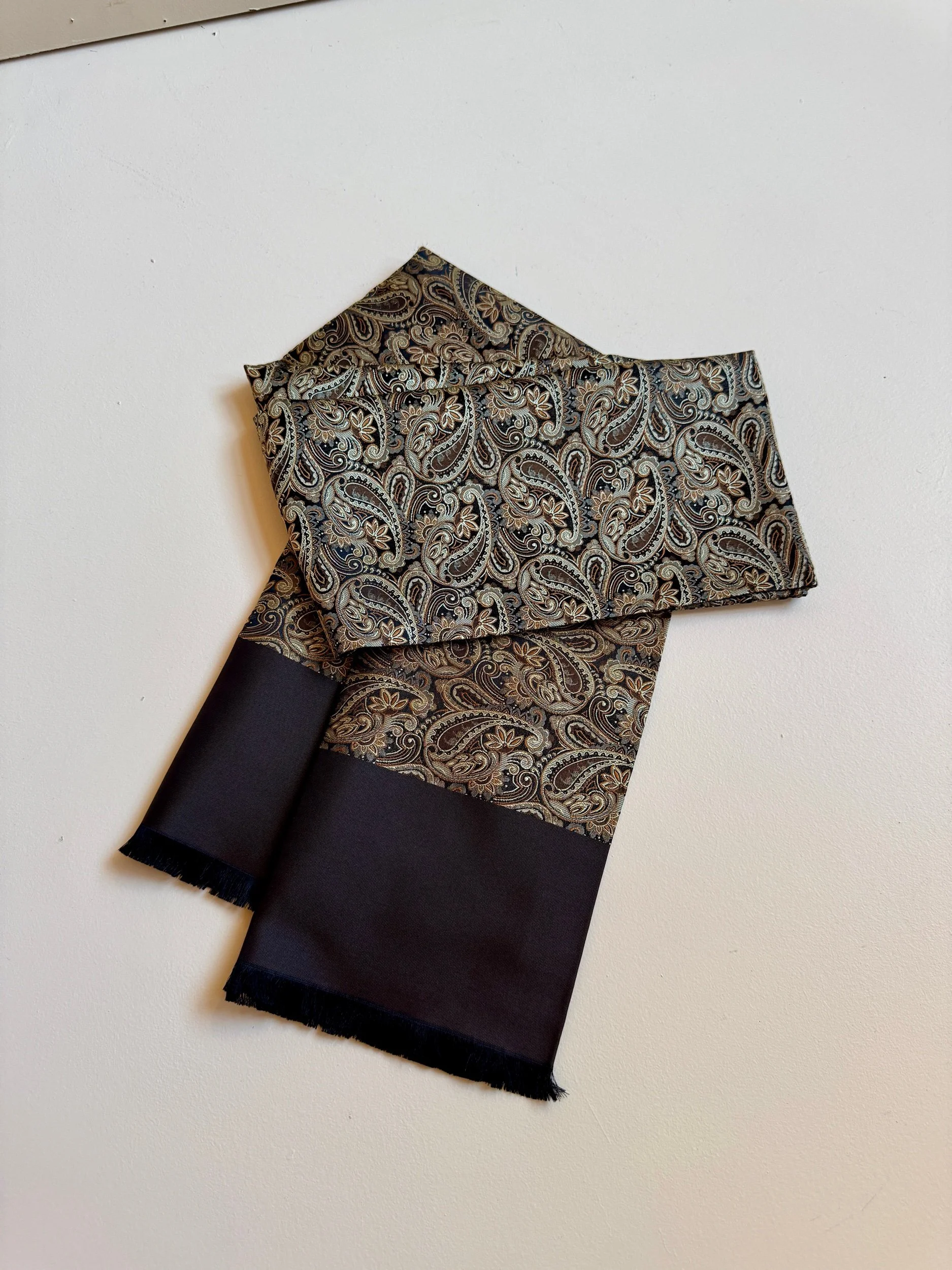 Pierre Cardin Brown Silk Scarf in Paisley
