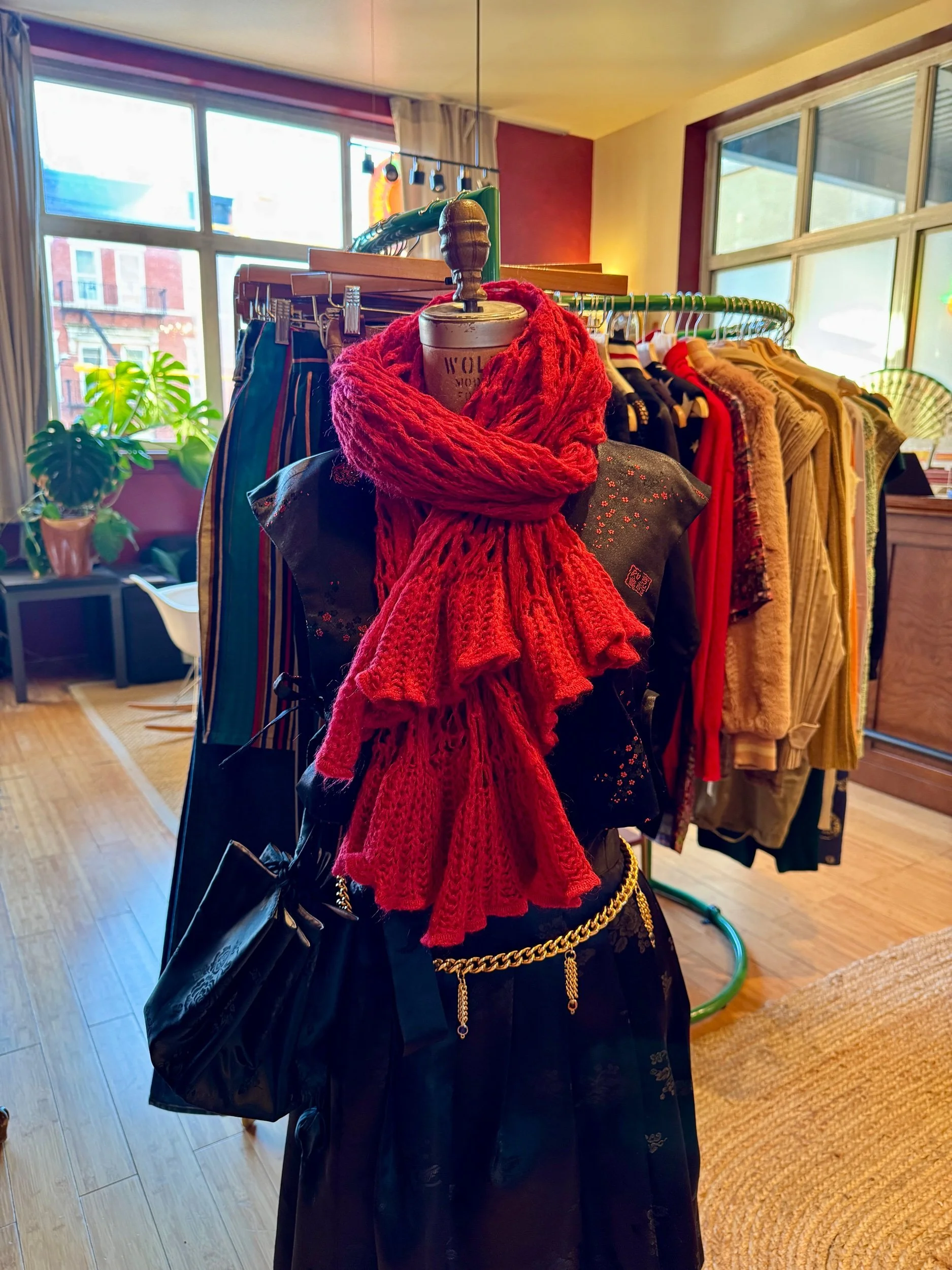 Marella Flouncy Red Knitted Scarf