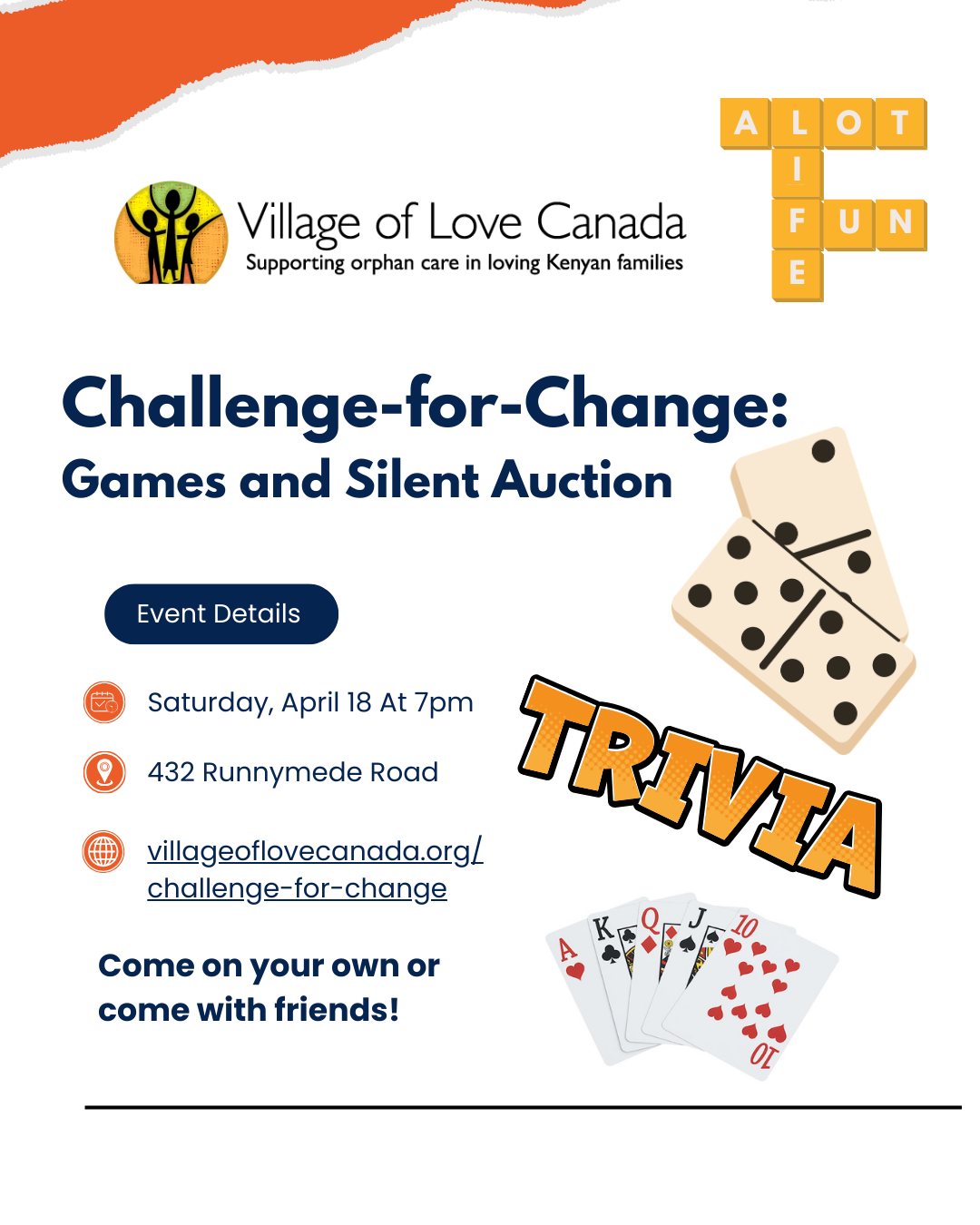 The Village of Love Canada Challenge-for-Change: Games Night &amp; Silent Auction