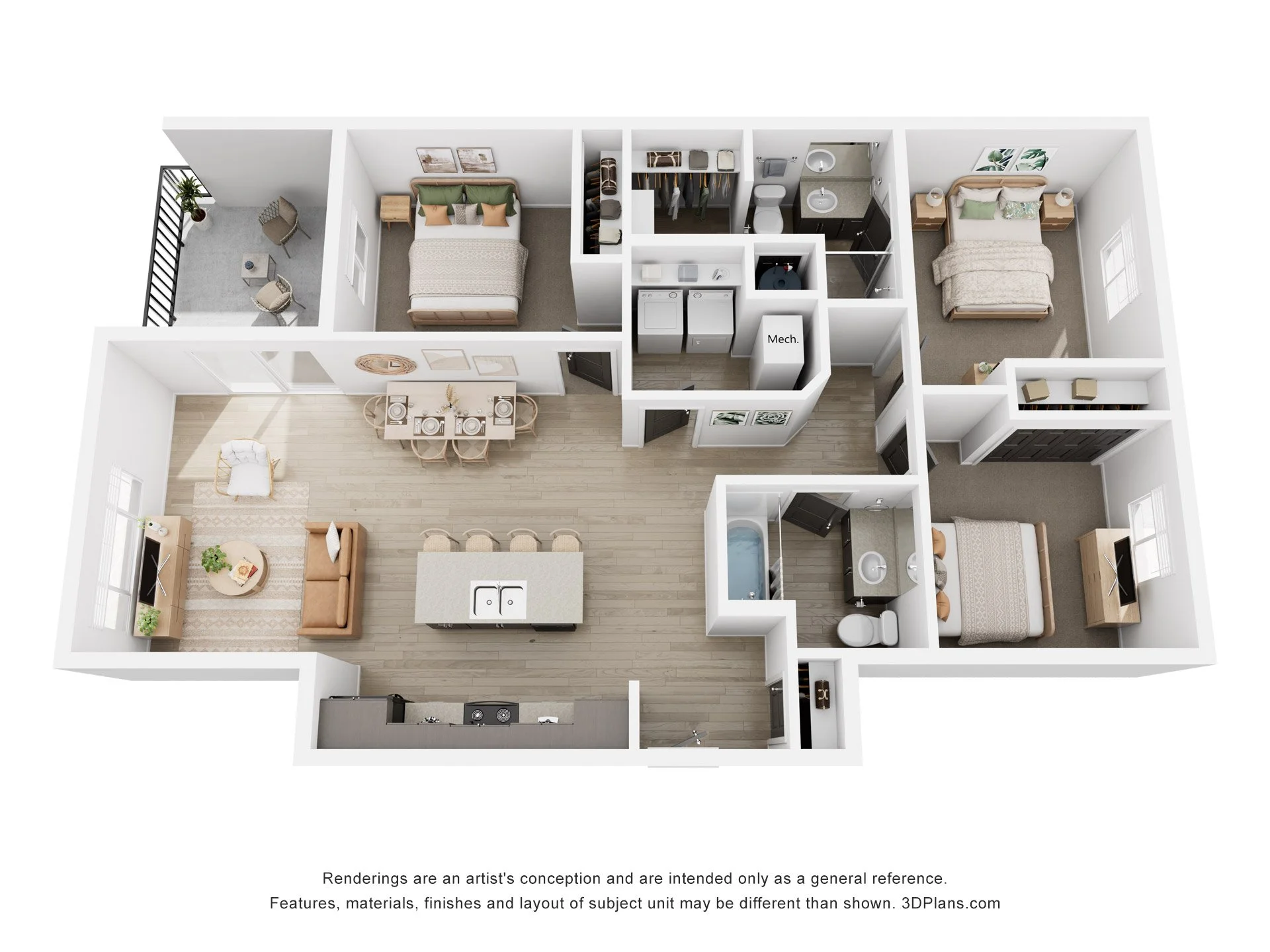 Maypenny three-bedroom, two-bath overhead floor plan