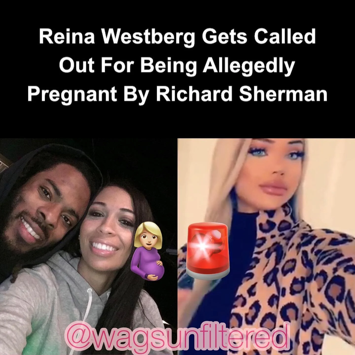 So it&rsquo;s going DOWN on Twitter. A friend of WAGs #AshleySherman called out a woman by the name of #reinawestberg for possibly being pregnant by #RichardSherman . 

Someone wrote to me awhile back about Reina being pregnant but I heard that it wa
