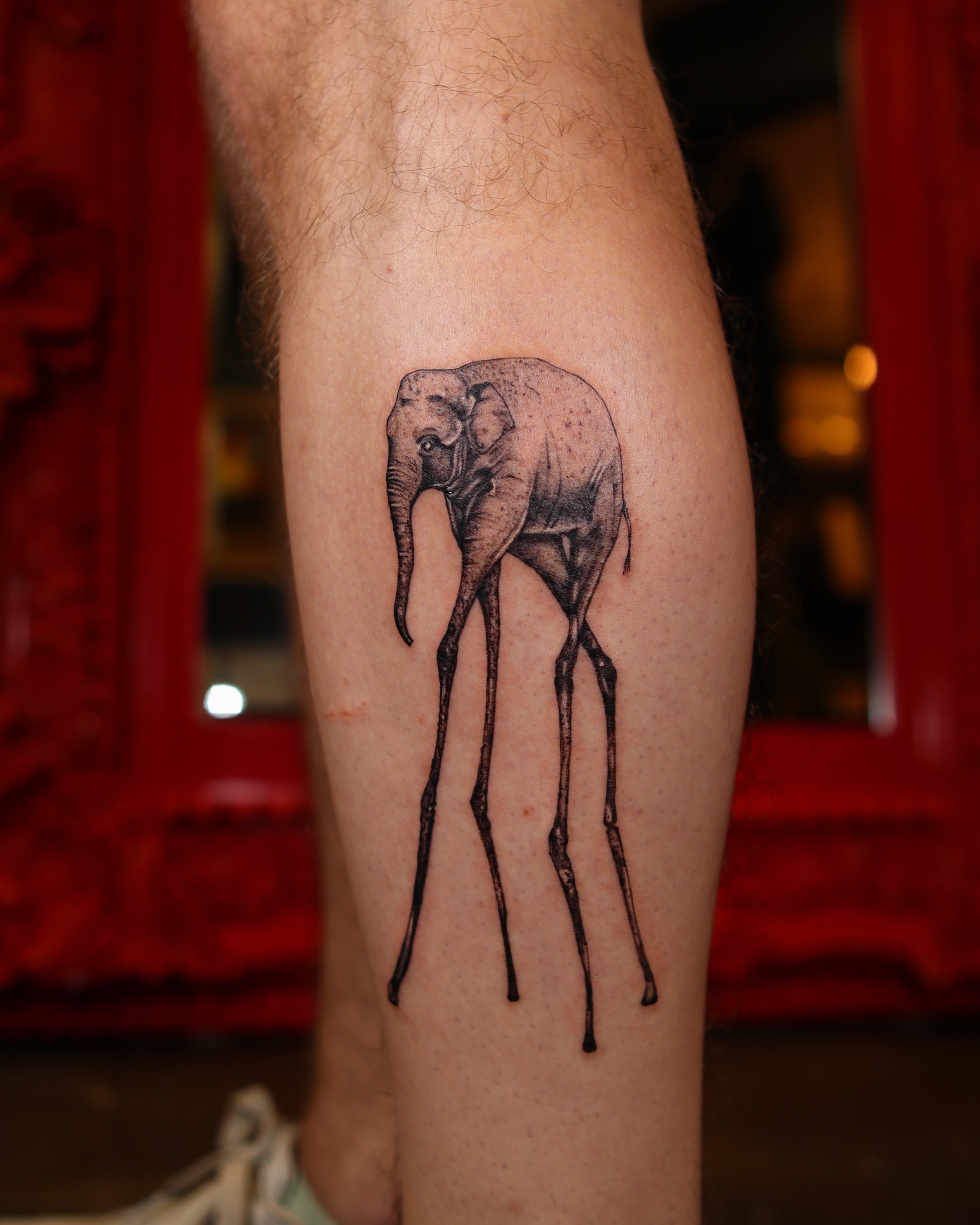 Totemas tattoo - 'The elephants' Salvador Dali Meistras @jonas_jankus . . .  #salvadordali #elephant #elephanttattoo #details #tattoo #tattoos #greywash  #greywashtattoo #art #inked #inklovers #ttism #graphictattoo #totemastattoo  #lithuania #siauliai ...