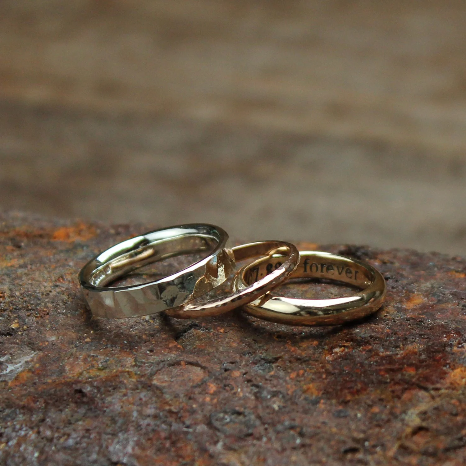 silver and yellow gold wedding rings Fay Page