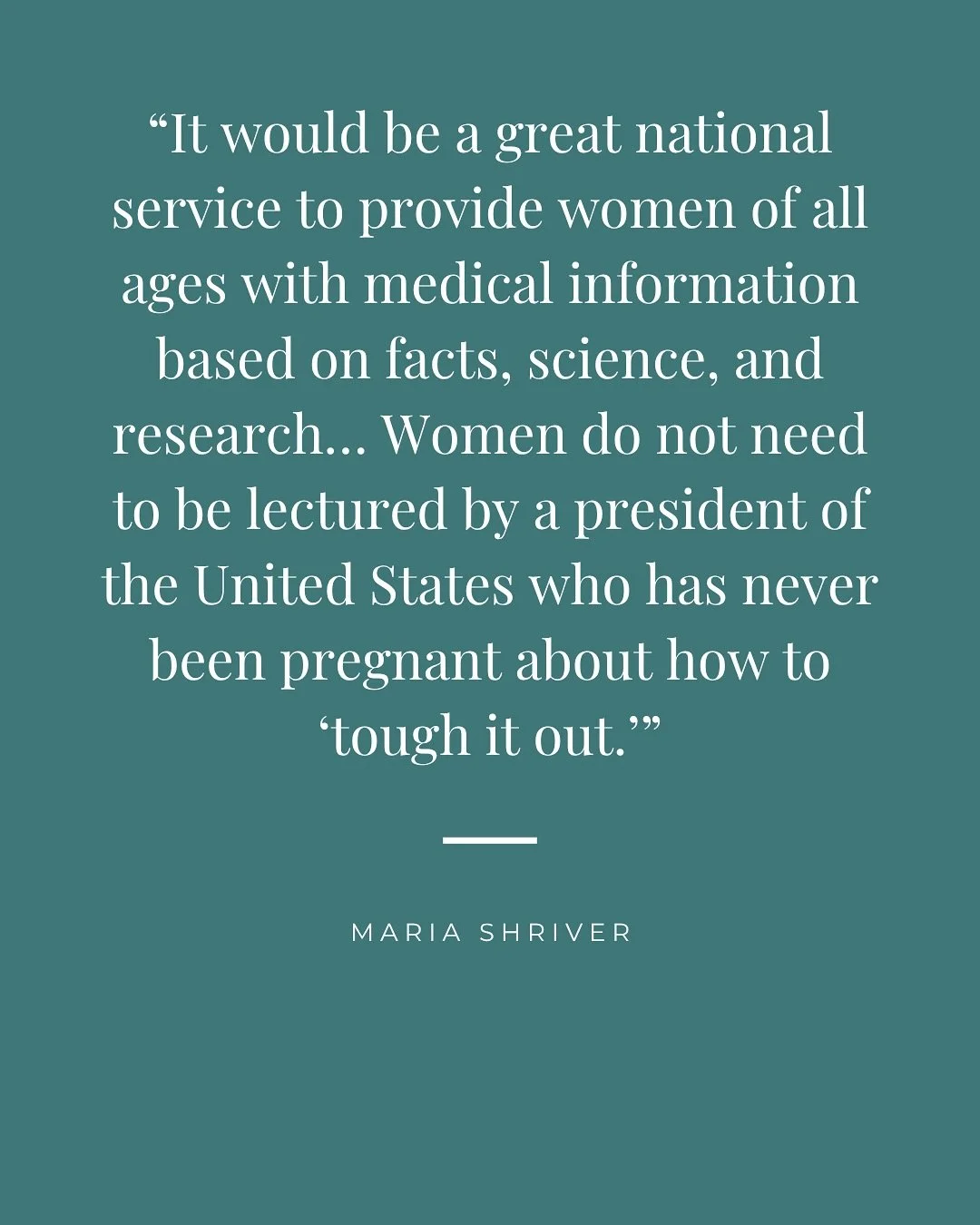 She said it best. Thank god for her. All of us women thank you for speaking up about this mama!