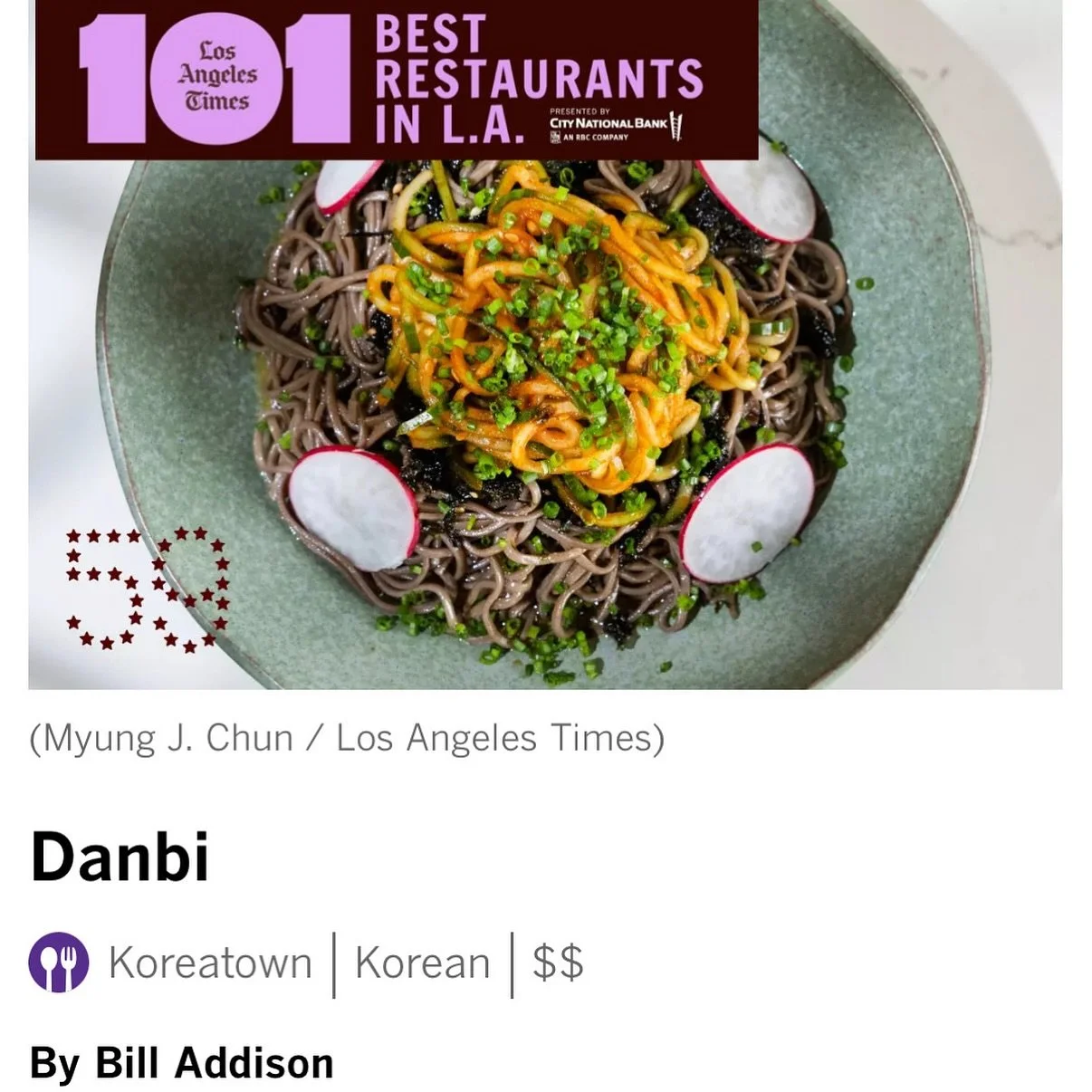 Incredibly honored to be named in the @latimes 101 best list! Extremely grateful to @bill_addison @jenn_harris_ @breij &amp; the LA Times team for the incredibly kind recognition. We took a big leap of faith, so this means the world to us!

Immeasura