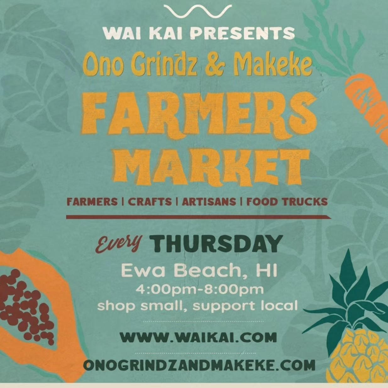 JOIN US TOMORROW, 3/21, 4PM-8PM, AT WAI KAI IN HOAKALEI ( 91-1621 KEONE'ULA BLVD, EWA BEACH) with @onogrindzandmakeke for some ono grindz, food trucks, crafts &amp; many more😋🍡🥨🍪Admission is free &amp; lots of free parking🤙Look for purple tablec
