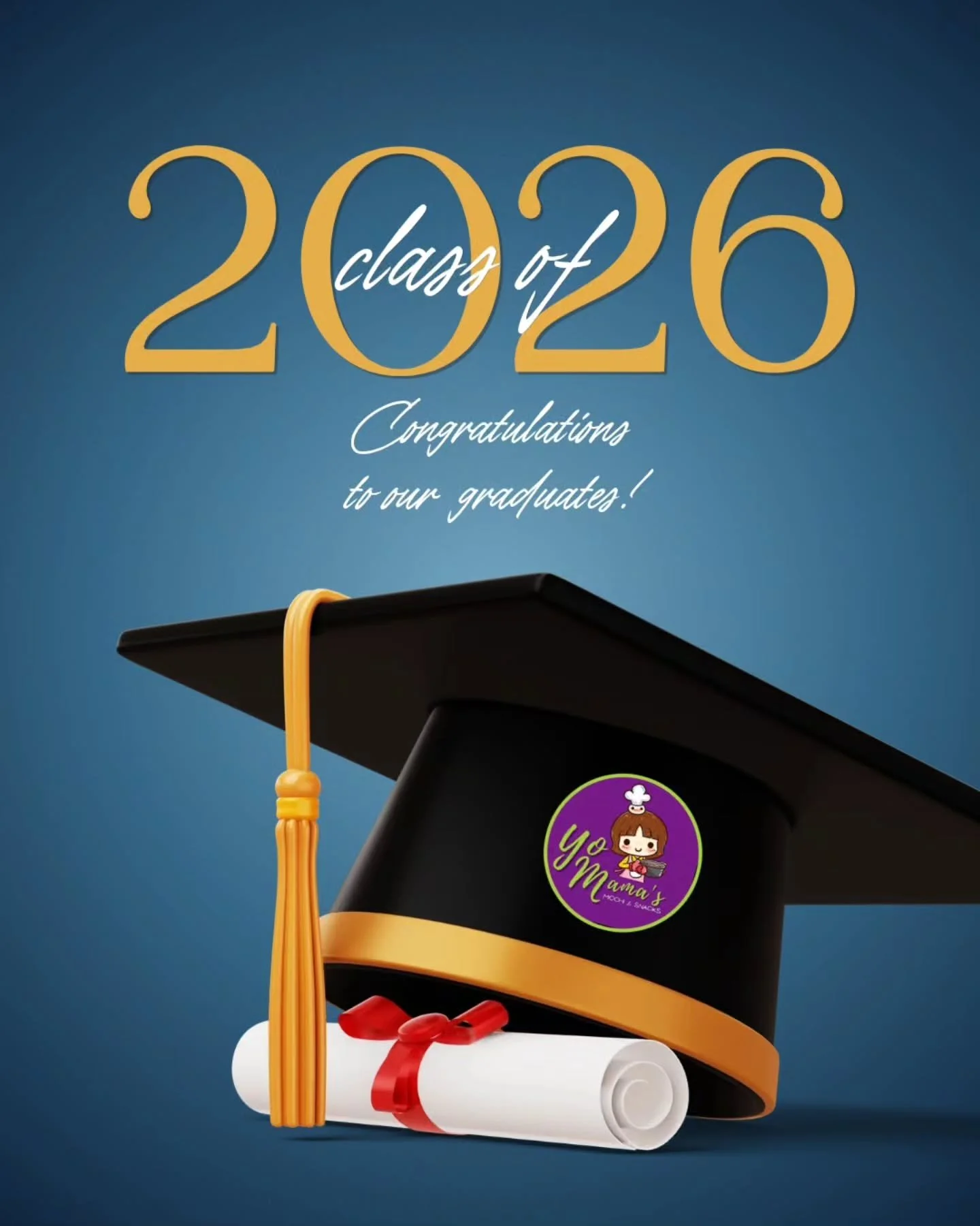 Congratulations to all 2026 graduates!🧑&zwj;🎓🎉👩&zwj;🎓Wishing you a bright &amp; successful future from Yo Mama's Mochi💜

Now accepting orders for graduation parties🎉Spaces are limited &amp; filling up fast! Place your order online at www.yomam