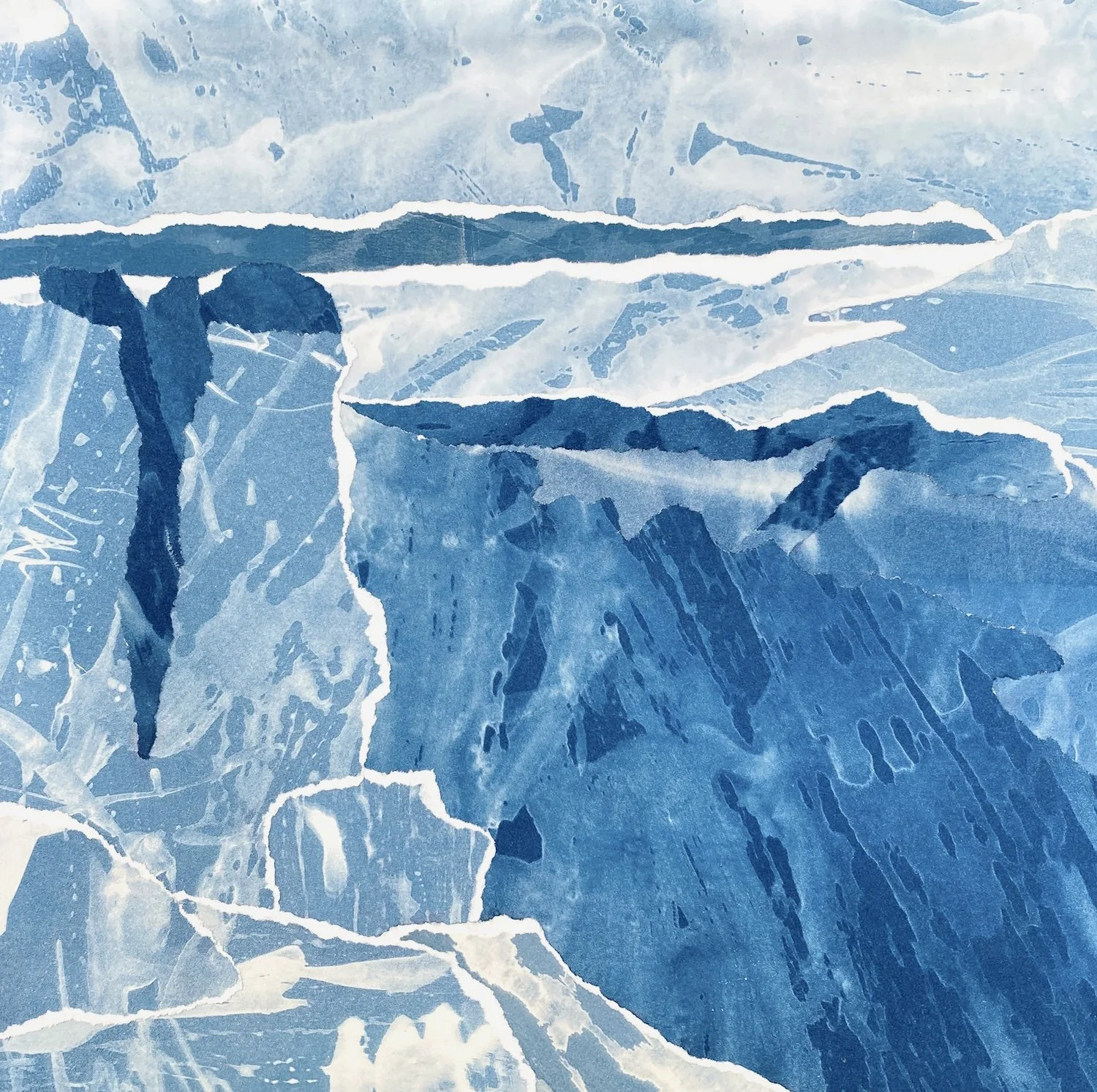 Lucid Dreams CH VI, Cyanotype on Paper Collage,  14x 14, 2025