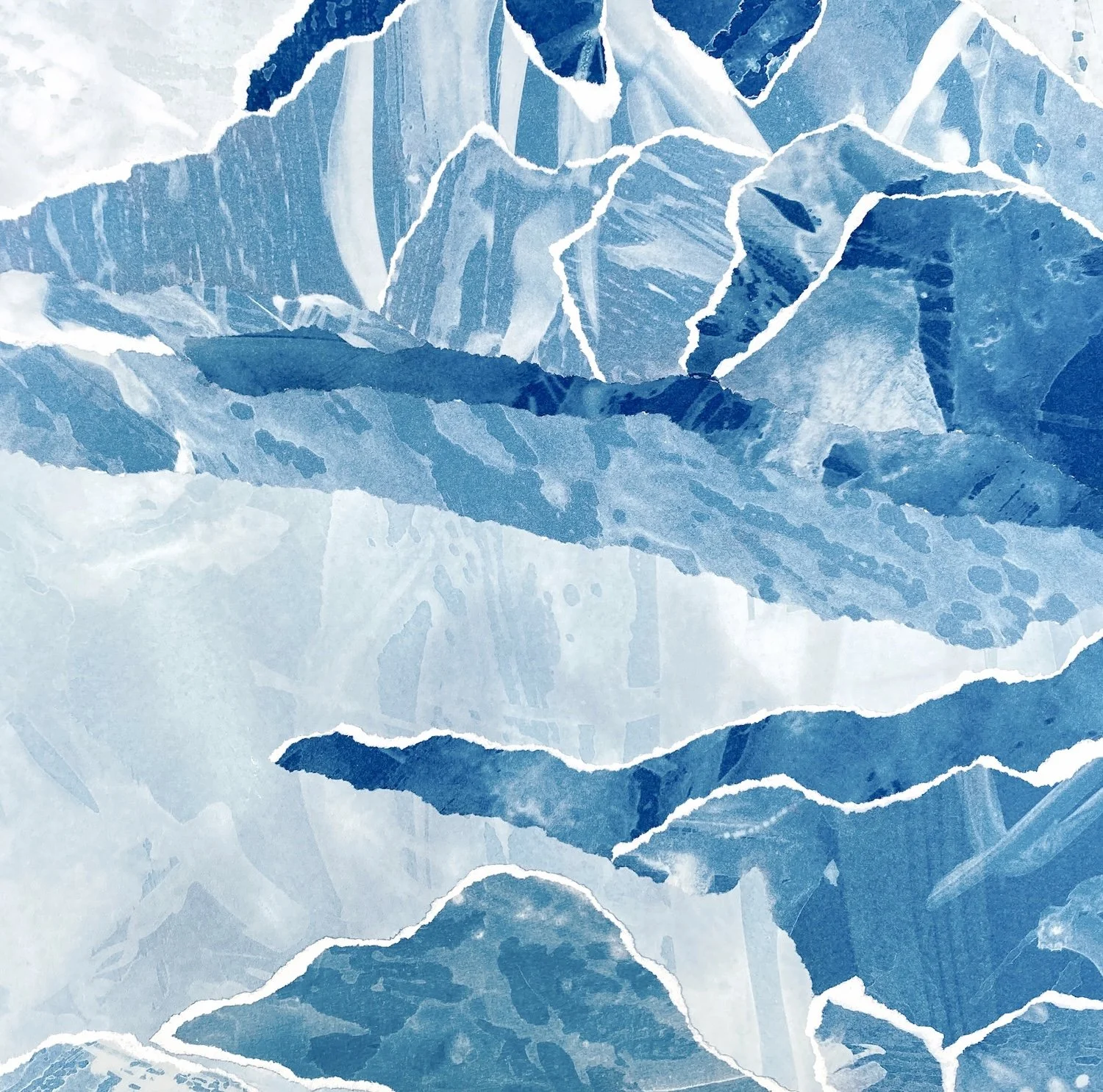 Lucid Dreams CH V, Cyanotype on Paper Collage,  14x 14, 2025