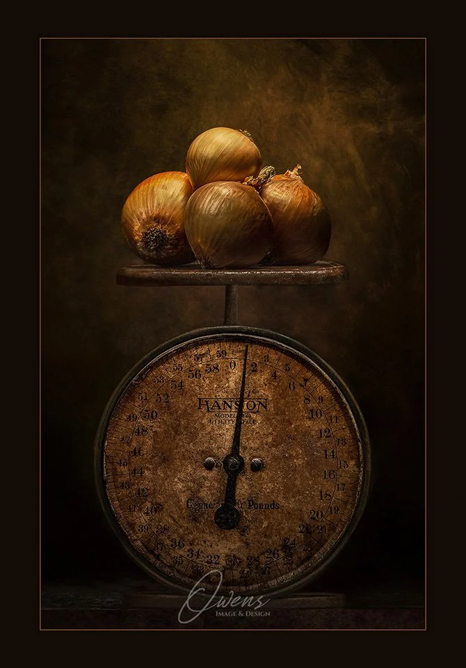 A pound of tears, Still Life photography, Onions, Old Scale