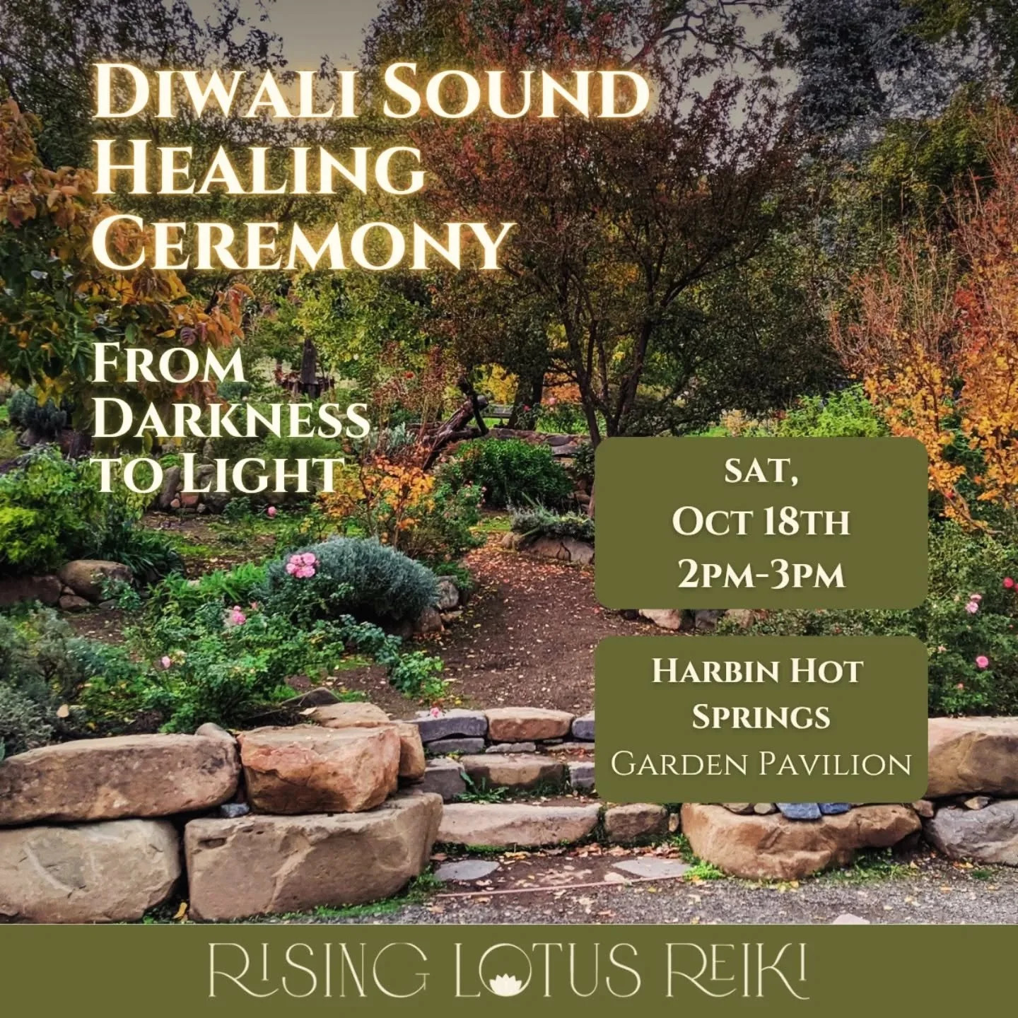 Join us for a heart-centered sound healing ceremony honoring the sacred energy of Diwali &mdash; the Festival of Lights &mdash; a time of reflection, release, and rekindling the inner flame.

As the veil between worlds thins and the days grow shorter