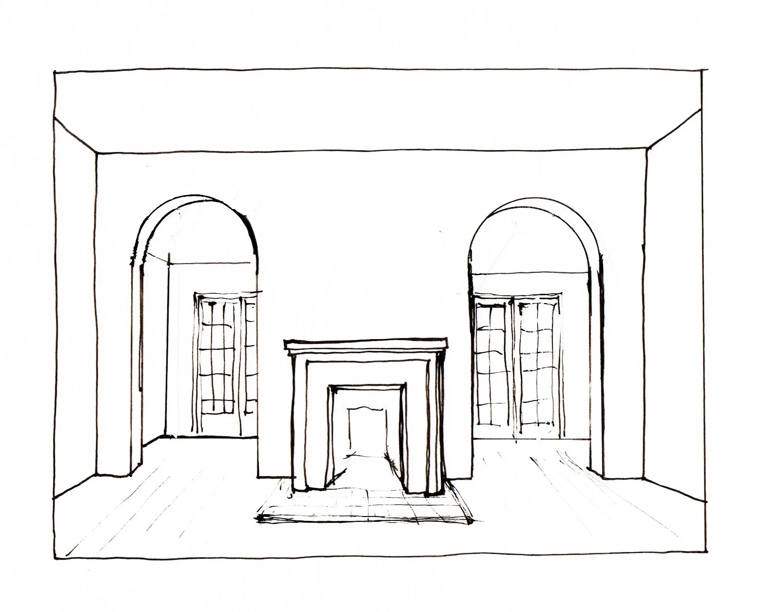 A sketch of the guest room
