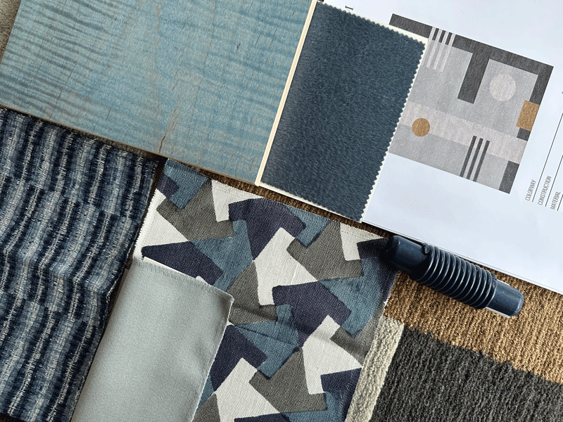 A photo of various swatches and samples