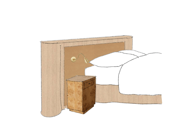 A sketch of a bed and a frame