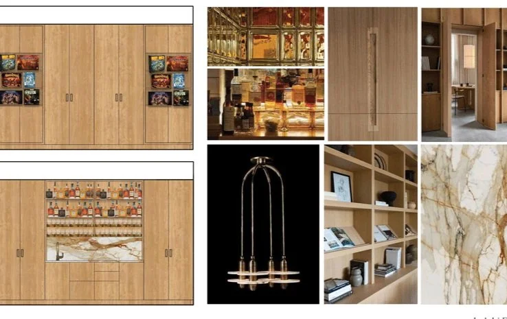 A mood board of game room elements