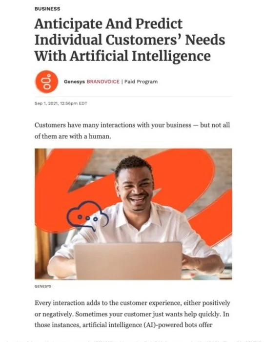 Thought leadership article at Forbes.com