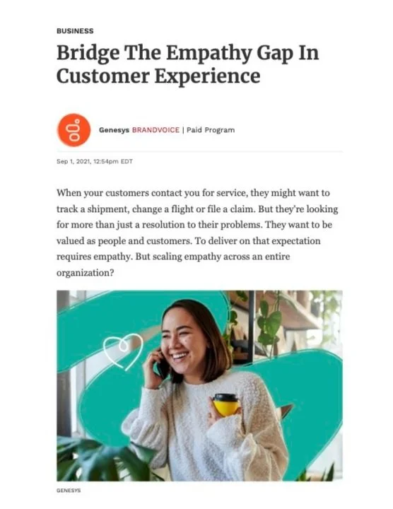 Thought leadership article at Forbes.com