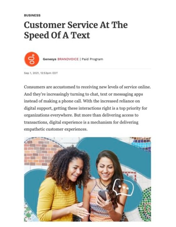 Thought leadership article at Forbes.com