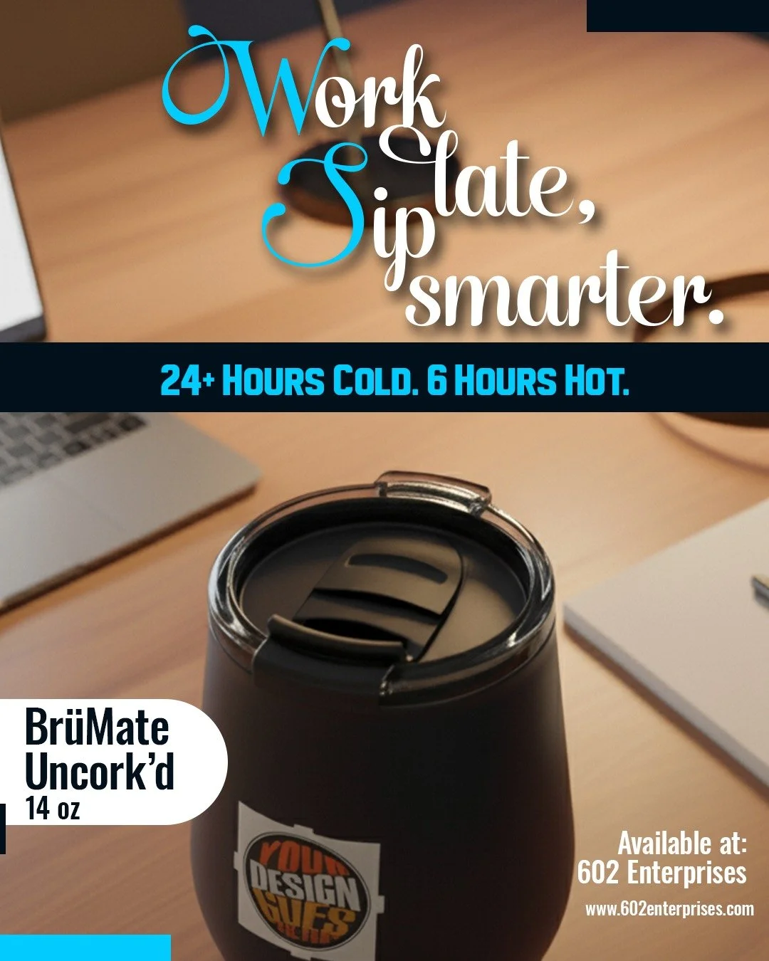 Big ideas, late nights, and an upbeat tumbler. 🌙✨
Your drink stays ice-cold for over 24 hours or super hot for 6, thanks to BevGuard&trade; insulation. It's totally leakproof, has a stylish design, and is made for those on the go.

🚀 Check it out n