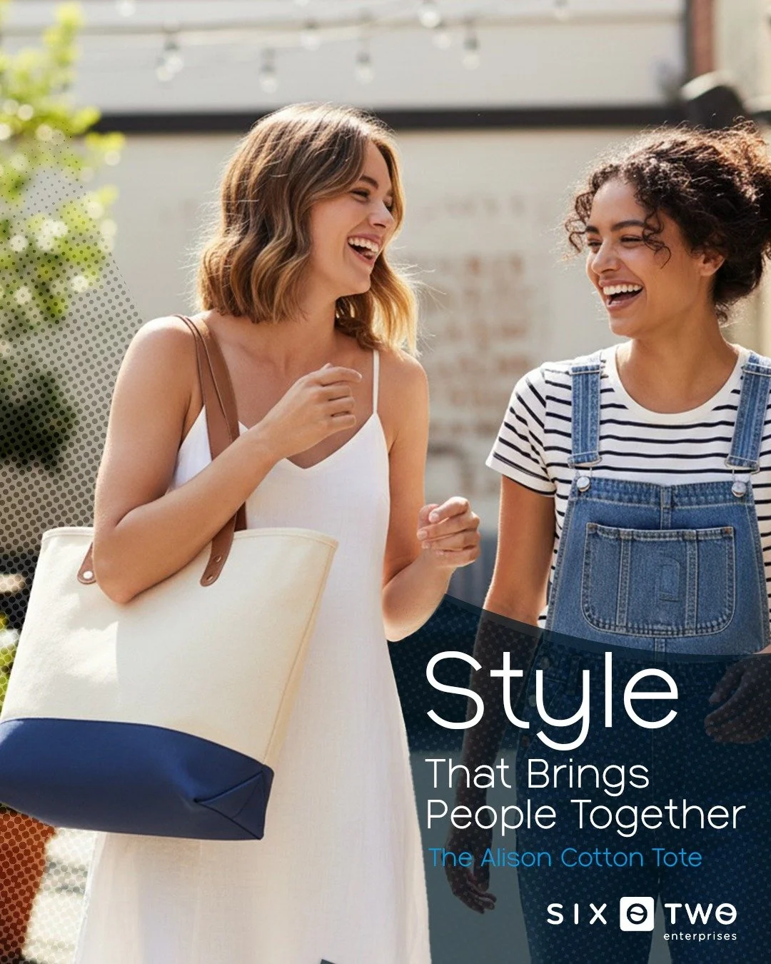 Good vibes, fashion, and unforgettable times. 

The Alison 12 oz. Cotton Tote Bag is not just practical&mdash;it&rsquo;s a must-have for your everyday life. Made from tough cotton canvas and cool leatherette handles, it&rsquo;s all about holding onto