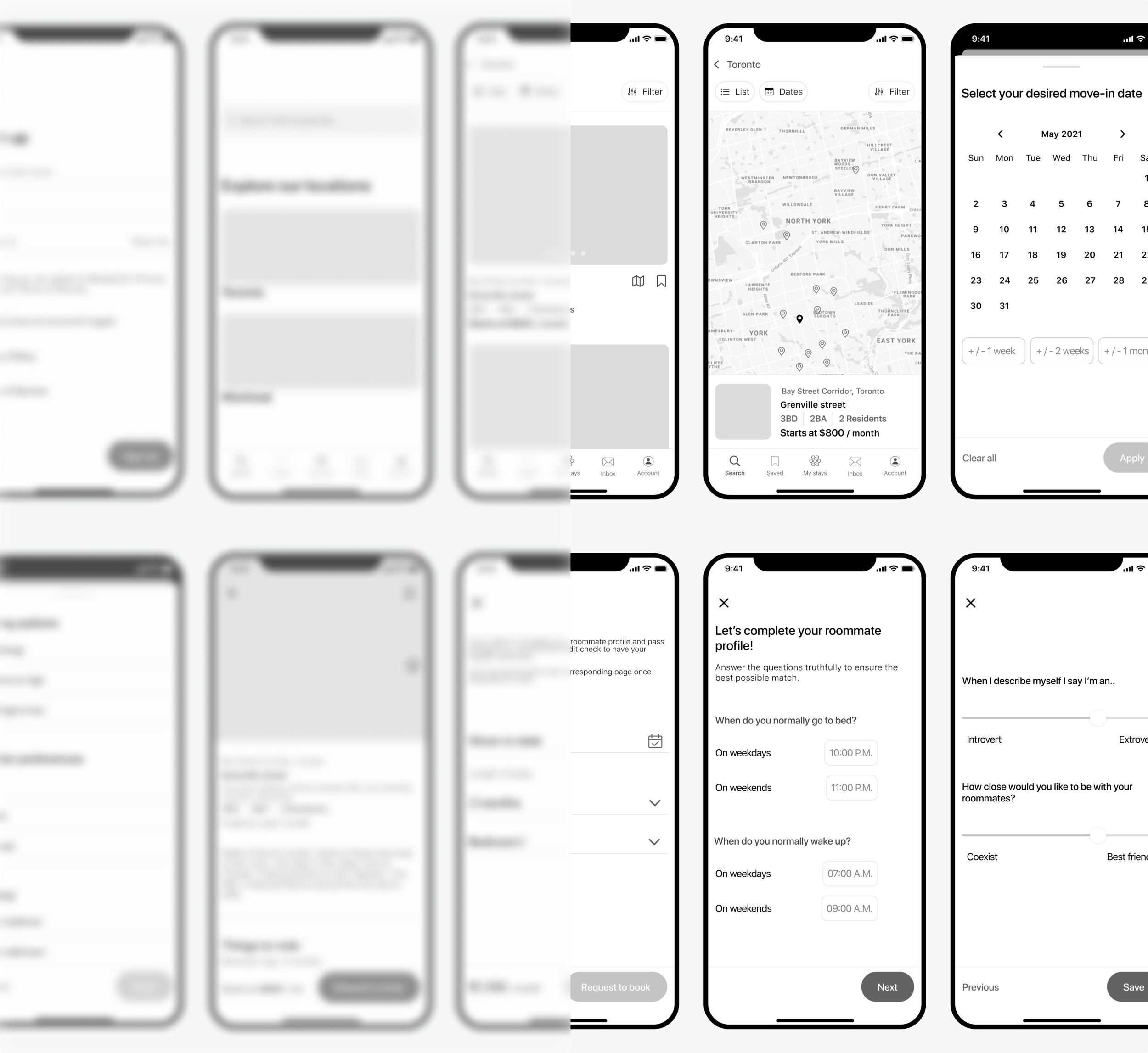 Sample of Preliminary Wireframes