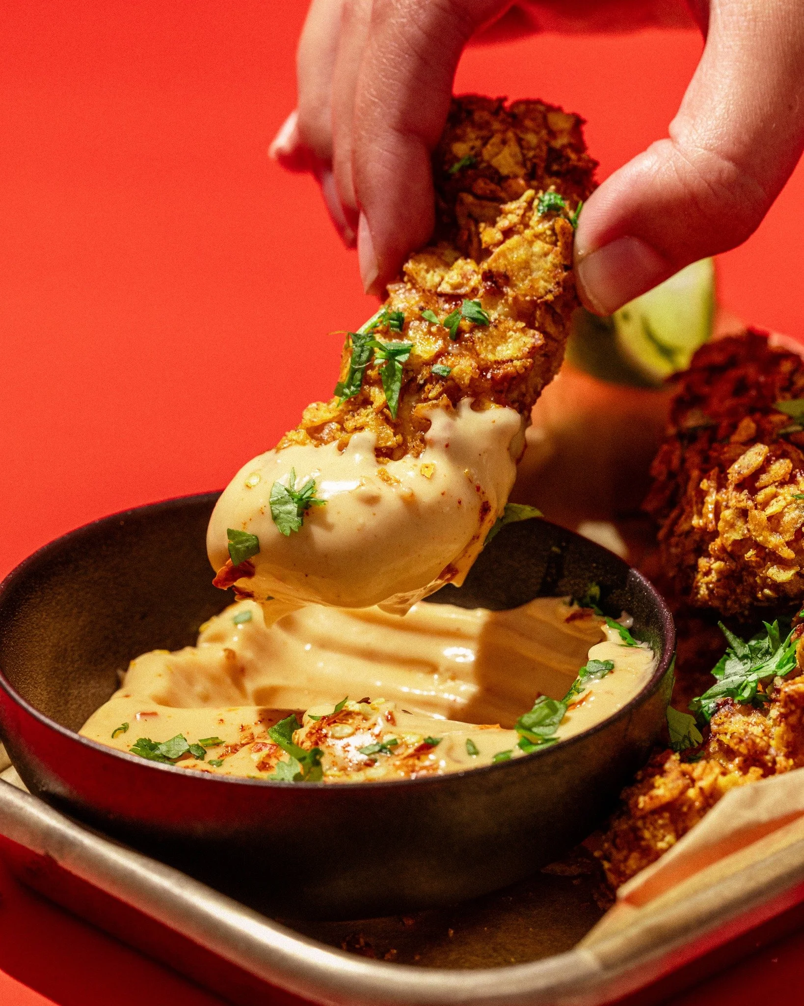 Spicy, crunchy, and downright addictive! 🔥 Dip chicken tenders in egg, coat in crushed Mexicano Jalapeno Corn Chips, and air-fry till golden. Serve with chipotle aioli for next-level munching! 😍🍗