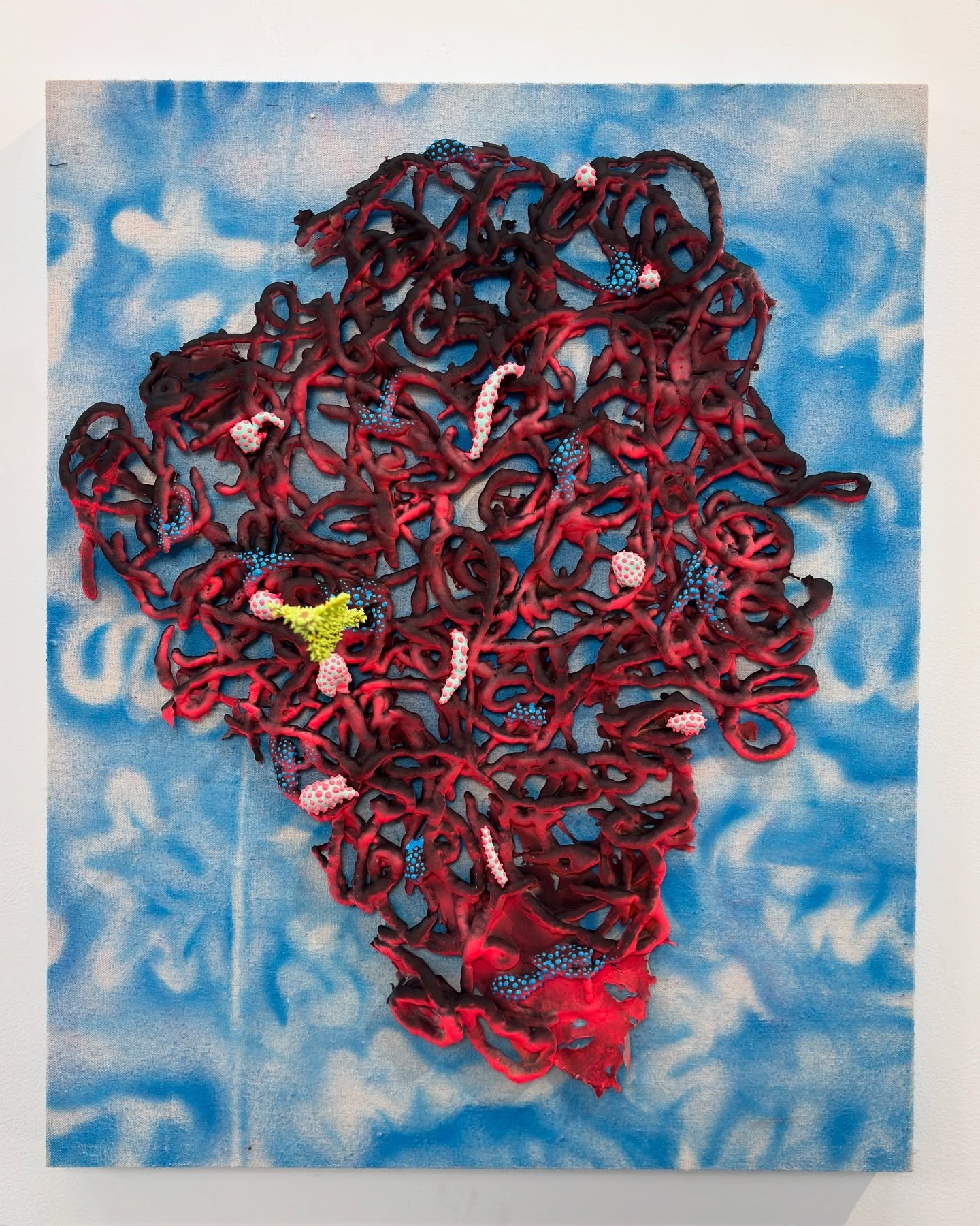 Detritivores in the Depths (2025)
Aerosol paint, foam, puffy paint, arrow, raw canvas

A Kyle Singer @waffleconeclub and Brandon Vargas @rebirah.art collab

This collab was true magic, and assured me that Kyle and I will be longtime collaborators. th