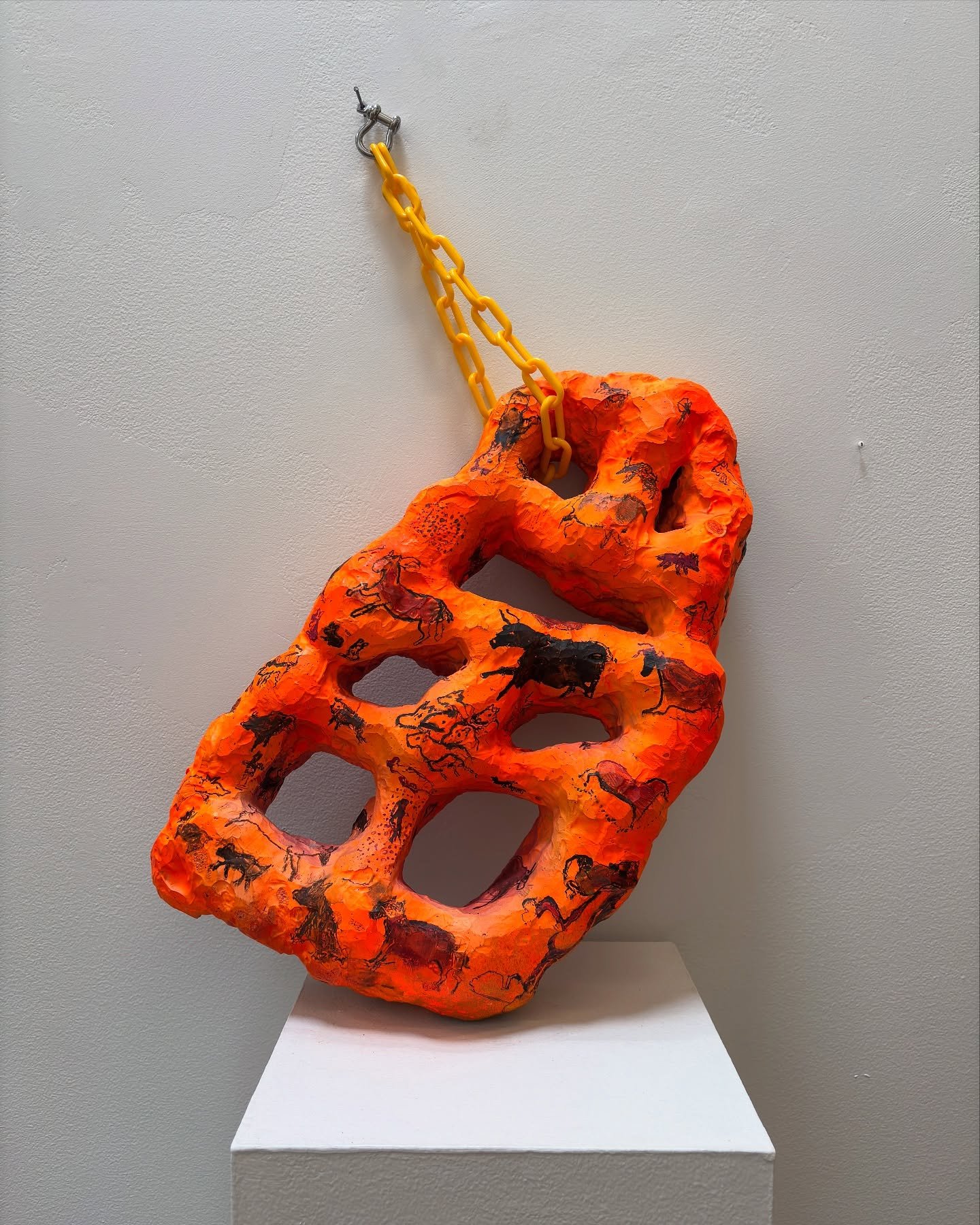 Blood Ties to the Dawn of Time (2025)
Carved foam, paint, plastic chain, watercolor pencils
Kyle Singer @waffleconeclub X Brandon Vargas @rebirah.art collab :)

Kyle made the form of the sculpture before our collab started, and when he showed it to m