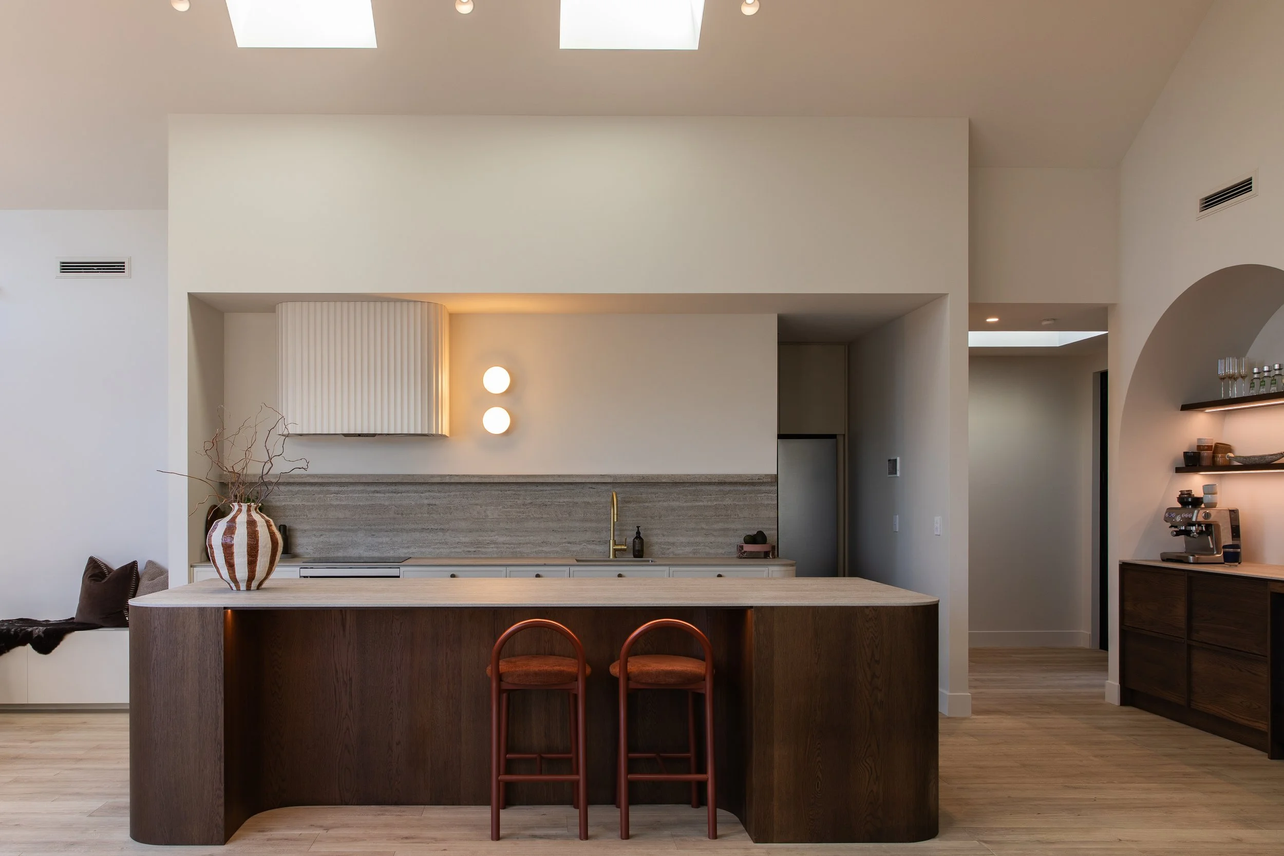 New downlights in a Mapua home kitchen, installed by Powermac Electrical