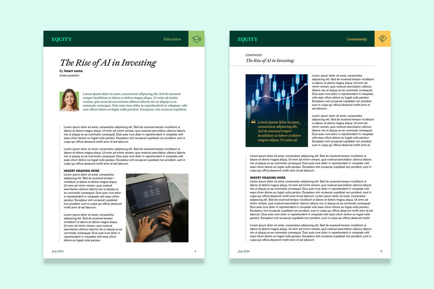 Equity Magazine template design