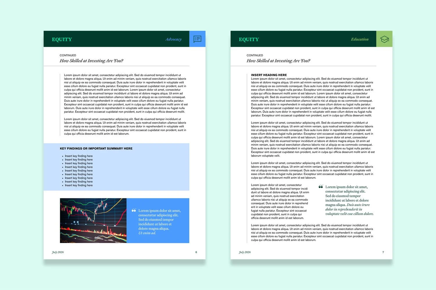 Equity Magazine template design
